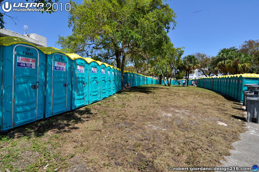 Ultra Music Festival 2010 Pictures - Rows of Portable Toilets